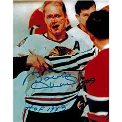 Bobby Hull Signed Blackhawks Blood 8X10 Photo W/HOF 1983