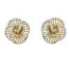 Image 1 : Sterling Silver Two Tone Flower Post Earrings