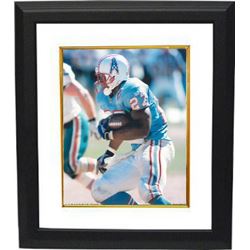 Eddie George Unsigned Tennessee Titans/Oilers 8X10 Photo Custom Framed (Blue Jersey Vs Dolphins)