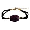Image 1 : Amy Semi Precious Stone On Black Suede Chain Bracelet, 7" 1"