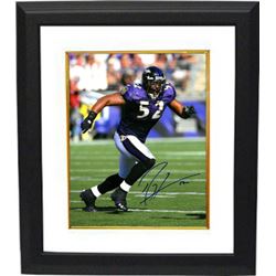 Ray Lewis Signed Baltimore Ravens 16X20 Photo Custom Framed (Purple Jersey Run)