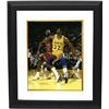 Image 1 : Magic Johnson Signed Los Angeles Lakers 8X10 Photo Custom Framed (Yellow Jersey Block Out Rebound Ve