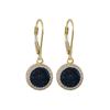 Image 1 : Gold Plated Sterling Silver, 11Mm Round Circle, Blue 8Mm Druzy Natural Stone With CZ Border, Lever B