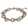 Image 1 : Tri Color Brass, Double Open Ovals And Circles Link Bracelet, 8