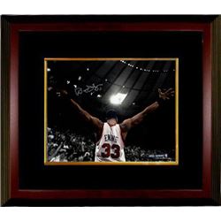 Patrick Ewing Signed New York Knicks 16X20 Photo Custom Framed (Arms Out)- Steiner Hologram