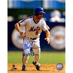 Wally Backman Signed New York Mets On Base Action 8X10 Photo W/86 WS Champs