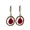 Image 1 : Ruby Semi Precious Stone In Gold Tone Brass Ring Sterling Silver Lever Back Earrings- 1.46