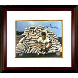 Maury Wills Signed Los Angeles Dodgers 8X10 Photo Custom Framed (With Pile Of Bases)