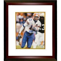 Jabar Gaffney Signed Florida Gators 8X10 Photo Custom Framed (White Jersey Run)