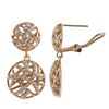 Image 1 : Rose Plated Sterling Silver Double Circle CZ Post Clip Earrings, 1.22