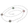 Image 1 : SILVER WHITE FLOWER MOTHER-OF-PEARL NECKLACE - Size 36 (#828MOP-WHT)