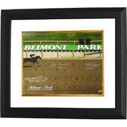 Bold Forbes Signed Belmont Stakes Winners Belmont Park Horse Racing 16X20 Photo Custom Framed W/ 3 S