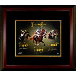 Seattle Slew Signed Triple Crown Glory Horse Racing 16X20 Photo Custom Framed- 3 Sigs