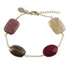 Image 1 : Smoky And Rhodonite(Pink) Combination Semi Precious Faceted Stones On Gold Plated Brass Chain, 7" 1"