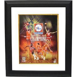 Bobby Jones Signed Philadelphia 76Ers 16X20 Photo Custom Framed Collage 1983 NBA Champions W/ 6 Sign