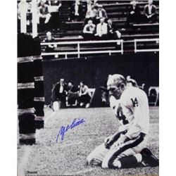 Y.A. Tittle Signed New York Giants Blood 16X20 B&W Photo
