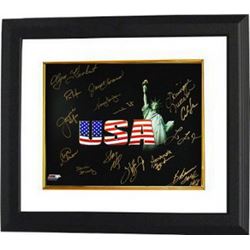 Nancy Kerrigan Signed Olympic Winners 16X20 Photo Custom Framed (Black USA) W/ 15 Signatures (14 Gol