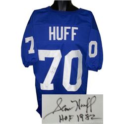 Sam Huff Signed New York Giants TB Blue Prostyle Jersey HOF 1982- JSA Hologram