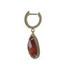 Image 2 : Carnelian Cat's Eye Semi Precious Stone, With CZ Border, On Gold Plated Sterling Silver  Lever Back 