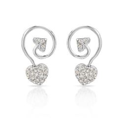 Heart And Arrow Tail Button Diamond Earring In 14K White Gold | 279882