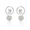 Image 1 : Heart And Arrow Tail Button Diamond Earring In 14K White Gold | 279882
