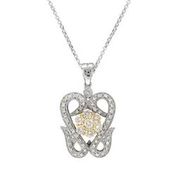 Heart-Shaped Diamond Slider With Flower In 18K Two-Tone Gold | 217092