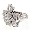 Image 1 : Pave-Set Rotating Flower Diamond Ring In 18K White Gold | 322024