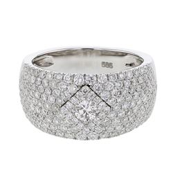 Wide Micro Pave' Diamond Ring In 14K White Gold | 398545