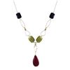 Image 1 : Garnet Combination Semi Precious Stones On Gold Plated Brass Chain "Y" Necklace, 18" 2"