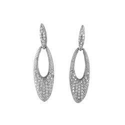 Sterling Silver Pave CZ Open Oval Post Earrings-33M