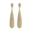 Image 1 : Gold Plated Sterling Silver Post Earrings, Long Narrow Teardrop With CZ Pave, 1.65"