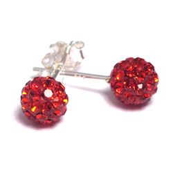 Sterling Silver Red Crystal 6Mm Post Earrings