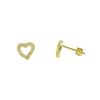 Image 1 : Sterling Silver Vermail Small Heart CZ Stud Earrings