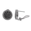 Image 1 : Rhodium Plated Sterling Silver, 15Mm Round Circle, 12Mm Grey Druzy Natural Stone With CZ Border, Pos