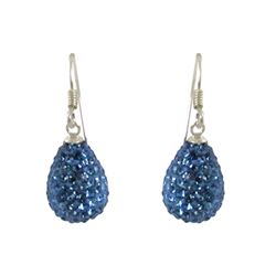 Sterling Silver 9X12mm Light Blue Crystal Teardrop Earrings