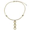 Image 2 : Matte Gold Tone Sterling Silver Three Circles On Two Row Chain Necklace -16