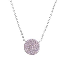 Sterling Silver Pink Round CZ Necklace