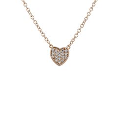 Sterling Silver Rose Heart CZ Necklace