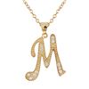 Image 1 : Sterling Silver CZ M Initial - Rose/White