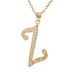 Sterling Silver CZ Z Initial - Rose/White