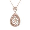 Image 1 : Rose Tone Sterling Silver CZ Filigree Teardrop Pendant- 2.08"