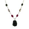 Image 1 : Green Jade Semi Precious Teardrop Stone, Gold Plated Brass Necklace, 20"