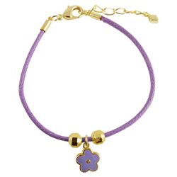 Purple Enamel Flower On Purple Cord Bracelet