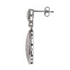 Image 2 : Rhodium Plated Sterling Silver, 14X19mm Oval Dangling Micro Pave CZ  Post Earrings, 1.2&Quot;