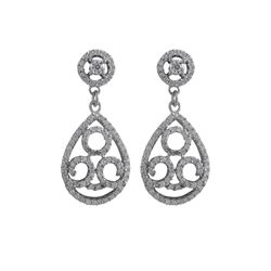 Rhodium Plated Sterling Silver CZ Teardrop Post Earrings Dimensions: 25Mm Long X 12Mm Wide X 3Mm Dee