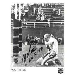 YA Tittle Signed New York Giants 8X10 B&W Photo HOF 1971 (QB Legends)