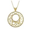 Image 1 : Matte Gold Plated Sterling Silver, 35Mm Circle, Line Design CZ Pendant Dimensions: 42.7Mm Long X 35M