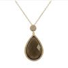 Image 1 : Smoky Quartz Semi Precious 13X20 Faceted Teardrop Stone, Gold Plated Sterling Silver CZ Pendant, 1.2