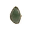 Image 1 : Green Jade Semi Precious Faceted Stone With CZ Border, On Gold Plated Sterling Silver Adjustable Rin