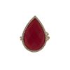 Image 1 : Red Jade Semi Precious 13X20 Faceted Teardrop Stone, Gold Plated Sterling Silver CZ Adjustable Ring,